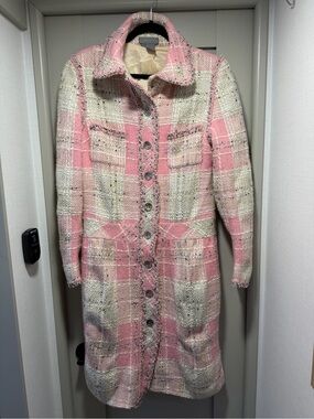 Vintage Eccoci Pink & Cream Plaid Coat